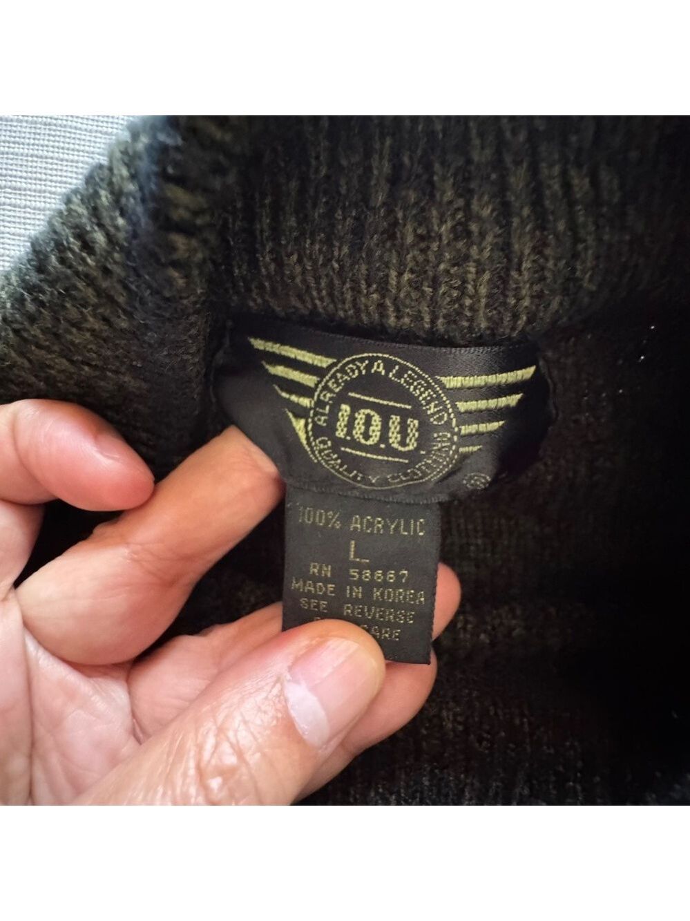 Vintage 1990’s IOU Classic Charcoal Crewneck Sweater Acrylic size L - Picture 3 of 7